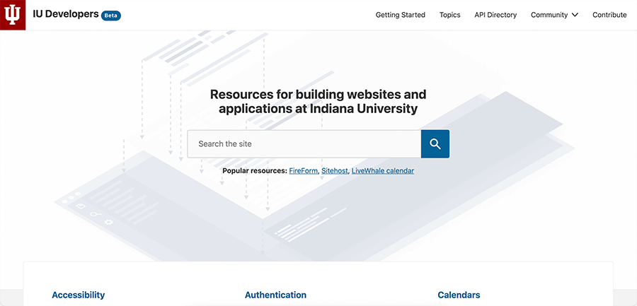 IU Developer Portal screenshot